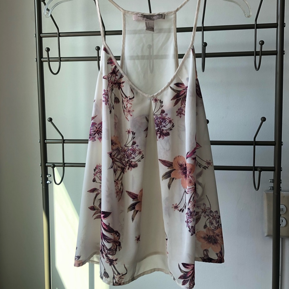 Semi-sheer floral tank top